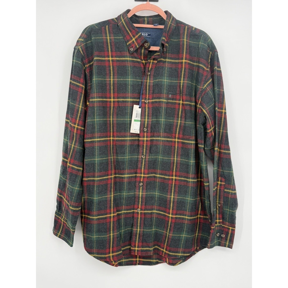 Izod Men's Mulitcolor Plaid Flannel Large NWT